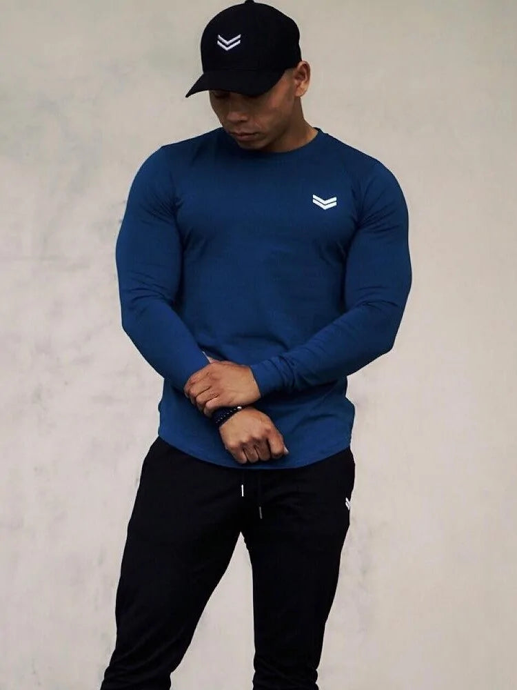 Men's Solid Color Long Sleeve Cotton T-Shirt