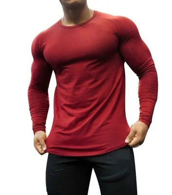 Men's Solid Color Long Sleeve Cotton T-Shirt