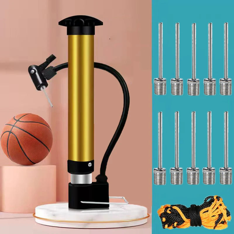 Portable Bicycle Pump Steel Pipe Inflator Manual Pump Foot Pedal Floor Air Inflator External Hose Fits Bikes Football Basketball