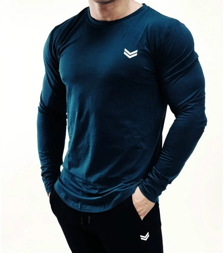 Men's Solid Color Long Sleeve Cotton T-Shirt