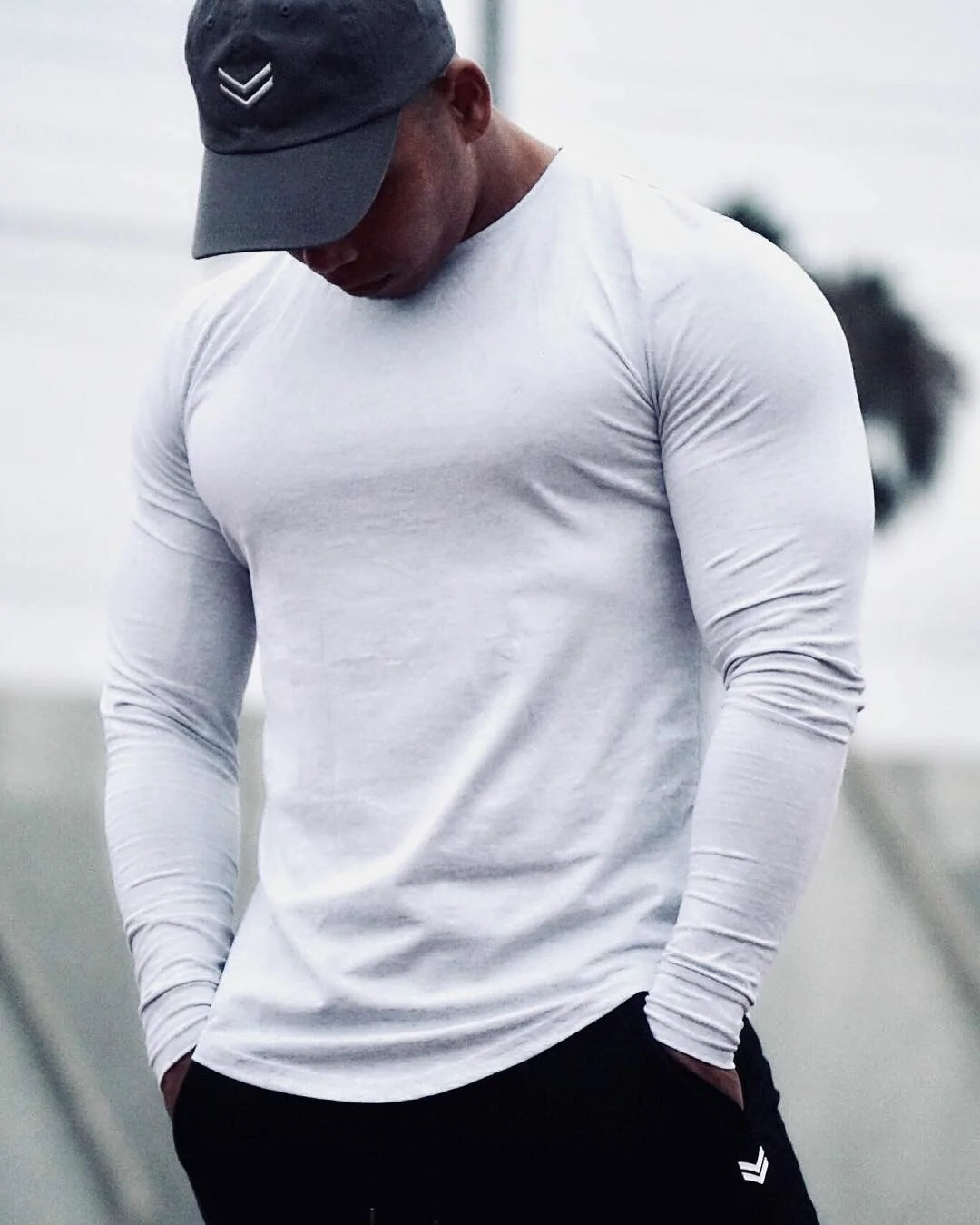 Men's Solid Color Long Sleeve Cotton T-Shirt