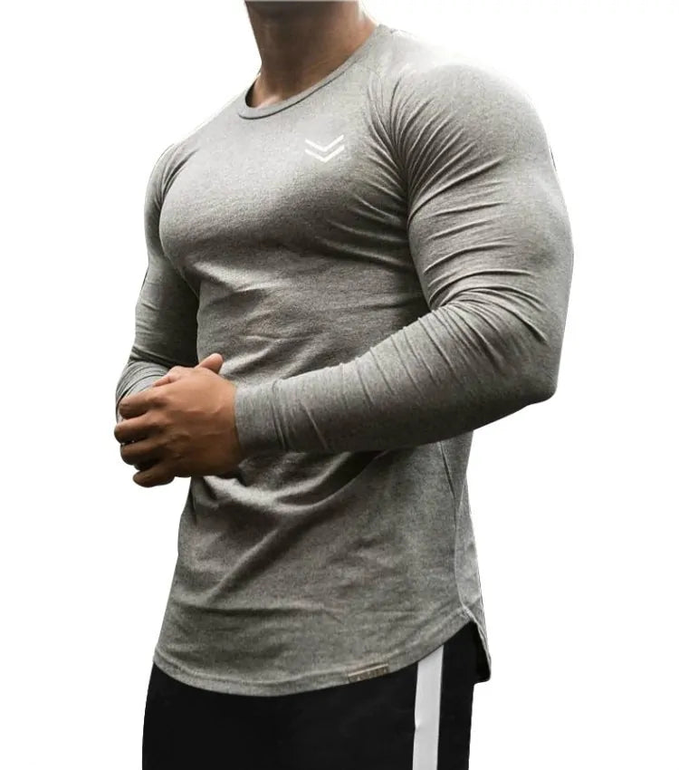 Men's Solid Color Long Sleeve Cotton T-Shirt